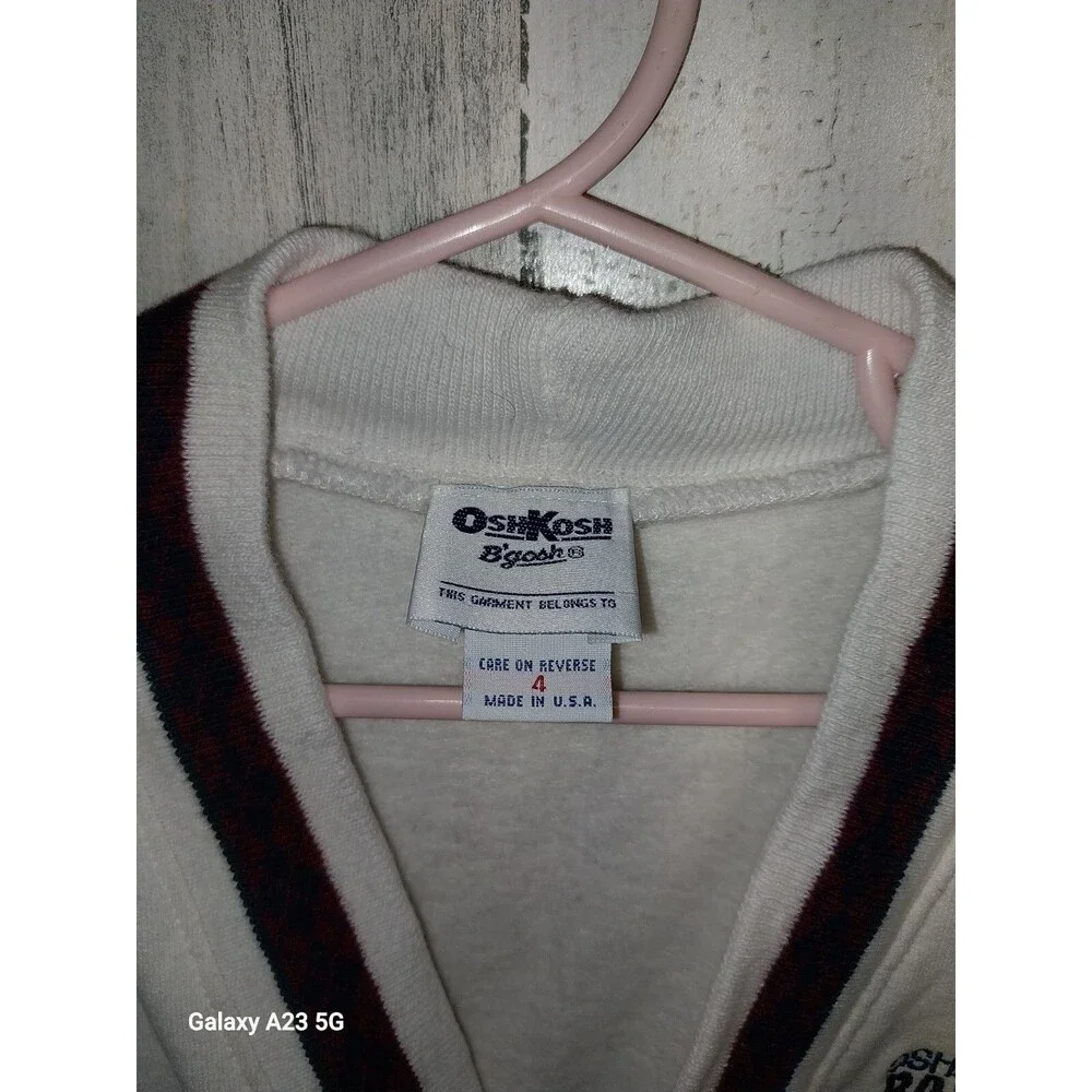 Vintage Oshkosh Racer Embroidered Airplane Cardigan Sweatshirt Size 4 Boys